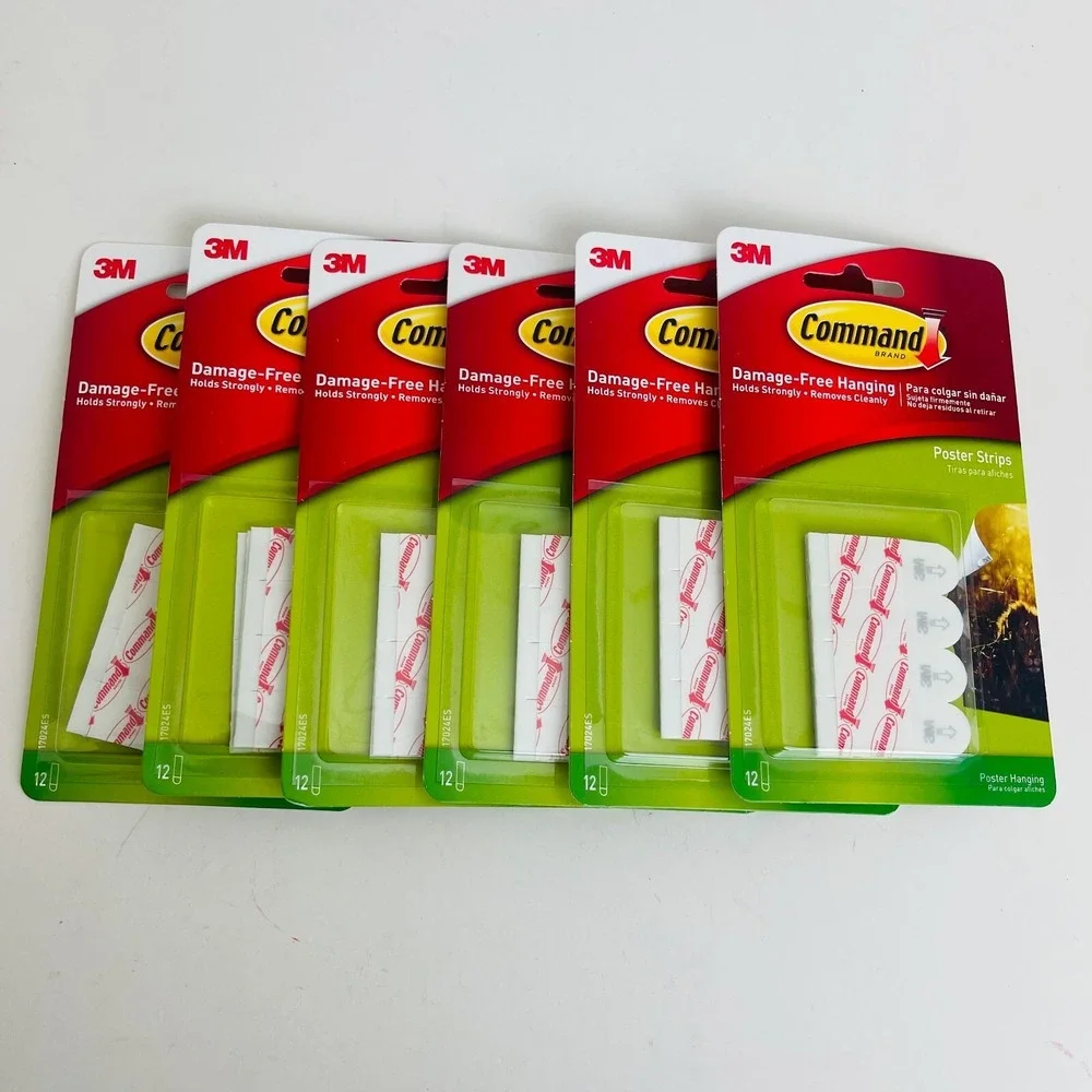 6 Pack Command Poster Strips damage Free Hanging Hold Strongly Removes Cleanly3M